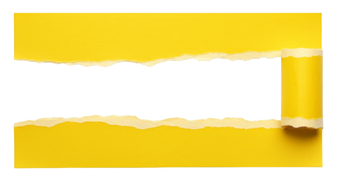 Torn Yellow Paper with Transparent Background Texture Frame Design