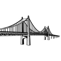 Obraz premium Bridge architecture design illustration structure engineering construction landmark urban span suspension bridge