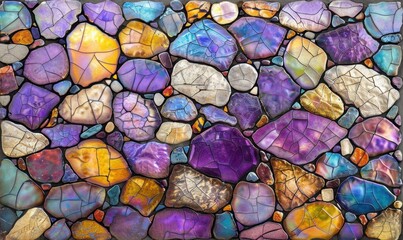 Vibrant stone mosaic background colorful textured paving surface