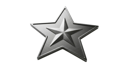 Obraz premium Isolated Silver Metallic Star Emblem Decoration with Transparent Background