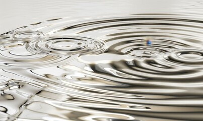 Water droplet impact creates circular ripple pattern on surface