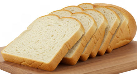 Isolated Sliced Wheat Bread Toast on Wooden Board Background