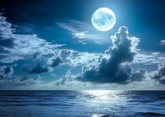 A Full moon over the ocean , 