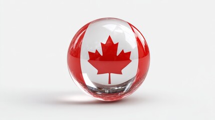 National flag of Canada on sphere isolated on white background 