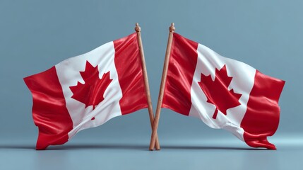 realistic canada day with two canadian flags 