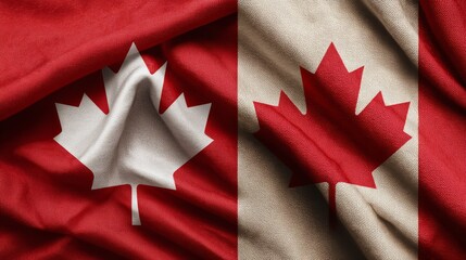 realistic canada day with two canadian flags 