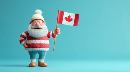Voter on waiving Canada flag background. 3d illustration