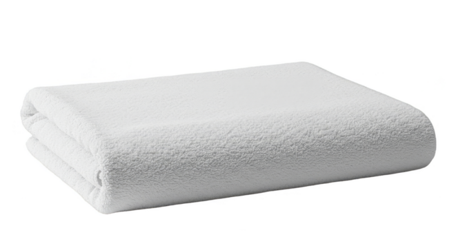 Isolated White Terrycloth Towel Folded on Transparent Background