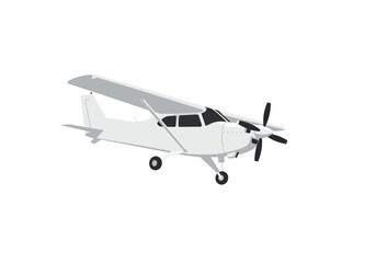 Gray plane with black propeller on white backdrop