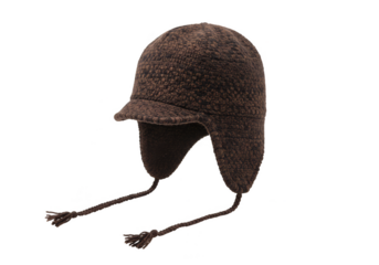 Isolated Winter Hat with Earflaps a Warm Woolen Knitted Headwear