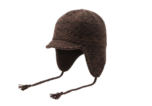 Isolated Winter Hat with Earflaps a Warm Woolen Knitted Headwear