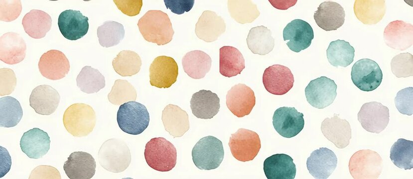 Watercolor pastel-colored dots on a cream background, minimalistic, simple, soft pastels Generative AI