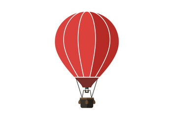 Obraz premium Red hot air balloon lines basket detailed against white backdrop