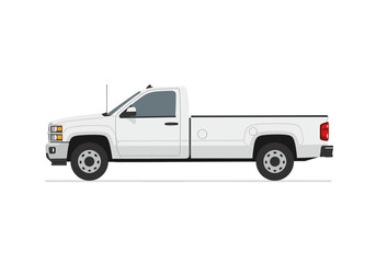 White pickup truck side view with antenna on a plain background © Chico Store