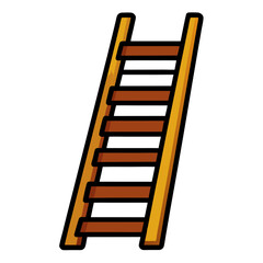 Wooden ladder vector icon on white background.