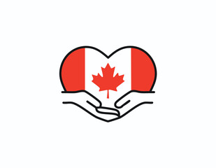 Obraz premium Canada flag in form of hand heart. National flag concept. Vector illustration