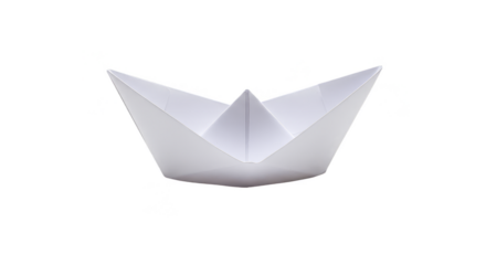 Isolated White Paper Boat Origami for Nautical and Hopeful Journey