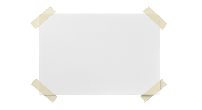 Isolated White Paper Note with Adhesive Tape on Transparent Background