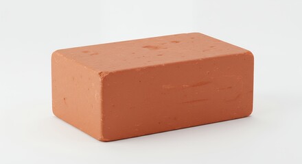 Terracotta brick block against white background