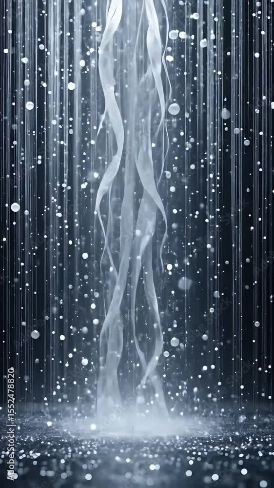 Poster dynamic flow of water particles in a mystical abstract environment