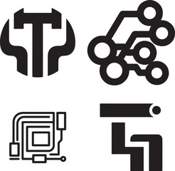 Obraz premium Abstract Technology Icons Set for Digital Design