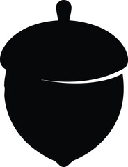 Acorn silhouette vector, acorn vector icon, hazel nut black icon vector illustration
