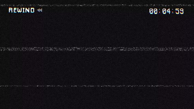 VHS tape rewind of the screen effect on 4k Black Screen