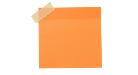Orange Sticky Note with Adhesive Tape Office Memo on Transparent