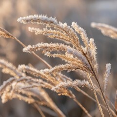 An Artistic View Of Frost On Dry Grass