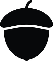 Acorn silhouette vector, acorn vector icon, hazel nut black icon vector illustration
