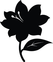 Azalea flower silhouette vector, Azalea silhouette, Azalea silhouette black clipart design.