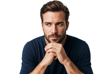 Close-up of a serious man deep in thought, symbolizing planning, focus, and personal reflection