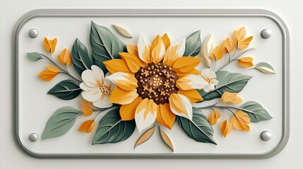 Floral 3D Relief Art: Sunflowers & Flowers