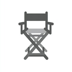 Fototapeta premium A simple, grayscale illustration of a director's chair, featuring a flat design with a slightly shadowed effect, showcasing its foldable X-frame