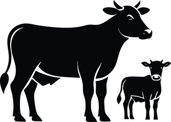 Cow and calf silhouette, Cow icon vector. Calf illustration sign. Farm symbol © Smart Craft SVG