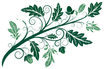 vector set - green decorative branch and leaves