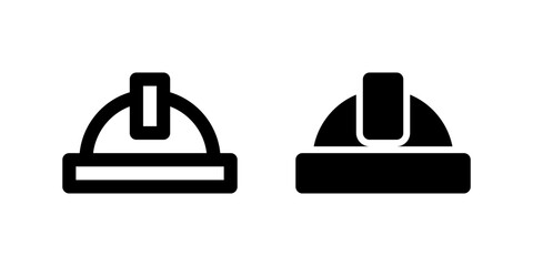 Helmet icon set illustrating safety headgear essential for workers in construction and engineering.