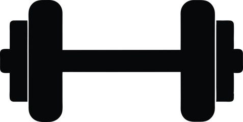 Heavy dumbbell weight silhouette, dumbbell flat silhouette icon vector illustration