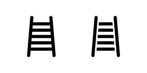 Ladder icon set representing climbing equipment used in maintenance, painting, or construction.