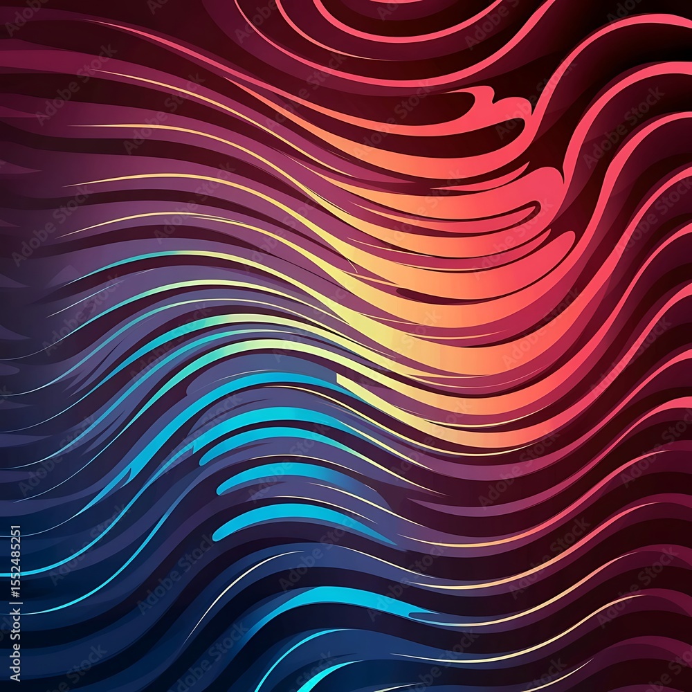 Poster abstract flowing lines in vibrant colors creating a dynamic and modern design