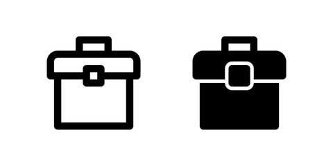 Toolbox icon set representing container for tools and equipment used in construction or maintenance.