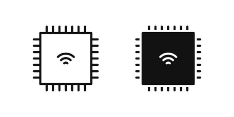 Chip icon set representing microprocessor or IoT-enabled electronic components.