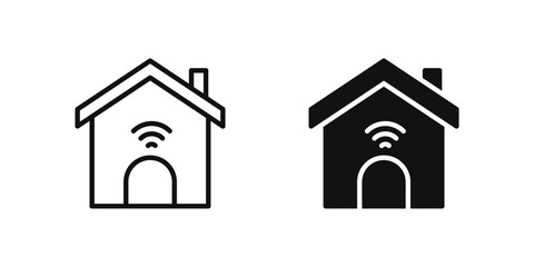 Smart home icon set representing connected home systems powered by IoT devices.