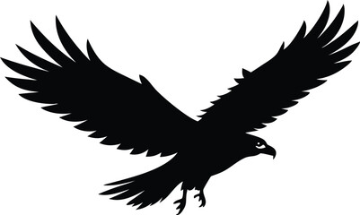 Bald eagle soaring in black and white sketch, symbol of freedom, Flying Bald Eagle black and white Silhouette vector