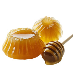 Honeycombs with Golden Honey on White Surface – Natural Sweetness Concept.