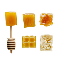 Honeycombs with Golden Honey on White Surface – Natural Sweetness Concept.