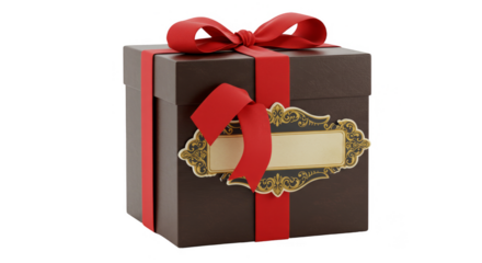 3d Gift Box with Red Bow Celebration Present on Transparent BG