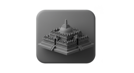 3D Gray Borobudur Temple Structure Historical Monument Architecture