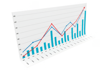 3d Illustration Business Growth Chart Diagram with Transparent Background
