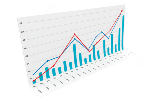 3d Illustration Business Growth Chart Diagram with Transparent Background